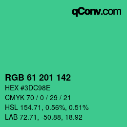 Color code: RGB 61 201 142 | qconv.com