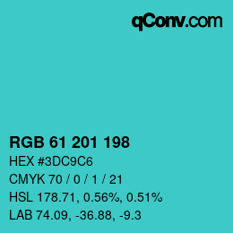 Color code: RGB 61 201 198 | qconv.com