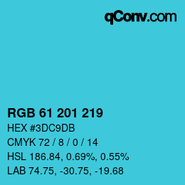 Color code: RGB 61 201 219 | qconv.com