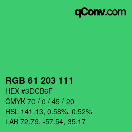 Color code: RGB 61 203 111 | qconv.com