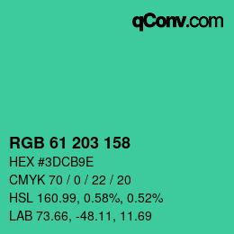 Color code: RGB 61 203 158 | qconv.com