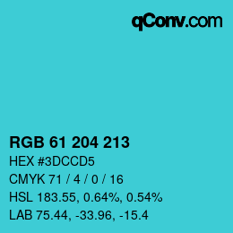 カラーコード: RGB 61 204 213 | qconv.com