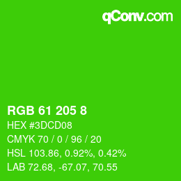 カラーコード: RGB 61 205 8 | qconv.com