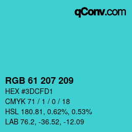 Color code: RGB 61 207 209 | qconv.com