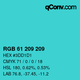 Color code: RGB 61 209 209 | qconv.com