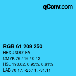 Color code: RGB 61 209 250 | qconv.com