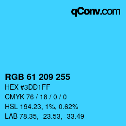 Color code: RGB 61 209 255 | qconv.com