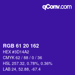 Color code: RGB 61 20 162 | qconv.com