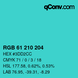 Color code: RGB 61 210 204 | qconv.com