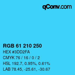 Color code: RGB 61 210 250 | qconv.com