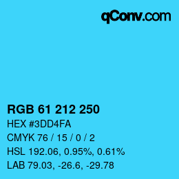 Color code: RGB 61 212 250 | qconv.com