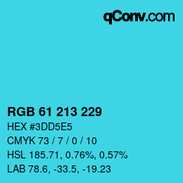 カラーコード: RGB 61 213 229 | qconv.com