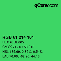 颜色代码: RGB 61 214 101 | qconv.com