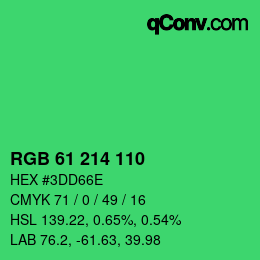 颜色代码: RGB 61 214 110 | qconv.com
