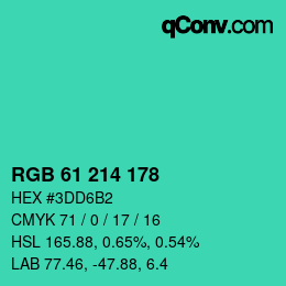 Color code: RGB 61 214 178 | qconv.com