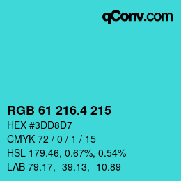 カラーコード: RGB 61 216.4 215 | qconv.com