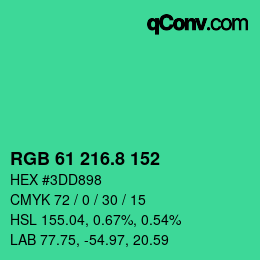カラーコード: RGB 61 216.8 152 | qconv.com