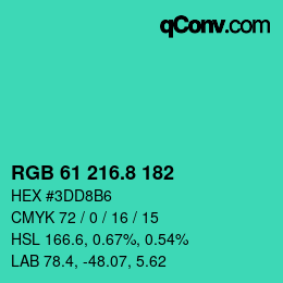 カラーコード: RGB 61 216.8 182 | qconv.com