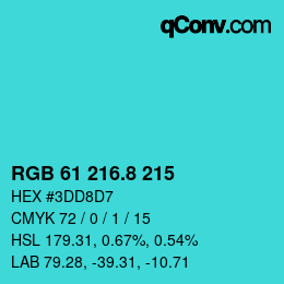カラーコード: RGB 61 216.8 215 | qconv.com