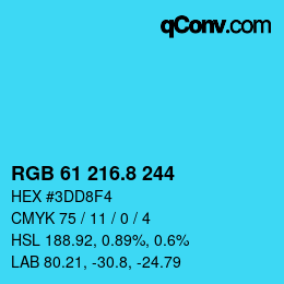 カラーコード: RGB 61 216.8 244 | qconv.com