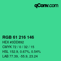 Color code: RGB 61 216 146 | qconv.com