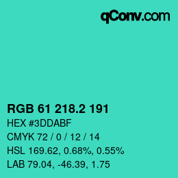 カラーコード: RGB 61 218.2 191 | qconv.com