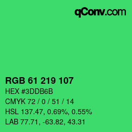 Color code: RGB 61 219 107 | qconv.com