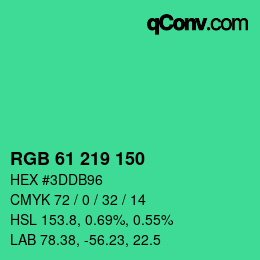 Color code: RGB 61 219 150 | qconv.com