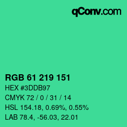 Color code: RGB 61 219 151 | qconv.com