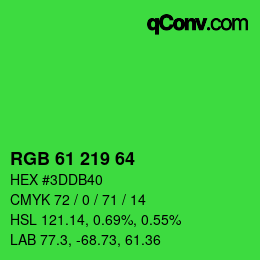Color code: RGB 61 219 64 | qconv.com