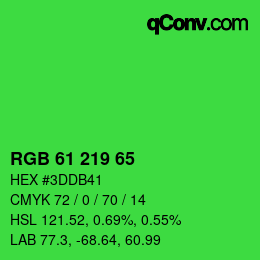 Color code: RGB 61 219 65 | qconv.com
