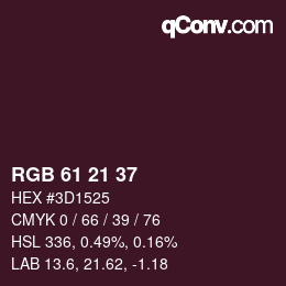 Farbcode: RGB 61 21 37 | qconv.com