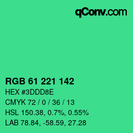 Code couleur: RGB 61 221 142 | qconv.com