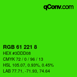 Color code: RGB 61 221 8 | qconv.com