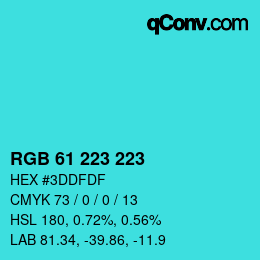 カラーコード: RGB 61 223 223 | qconv.com