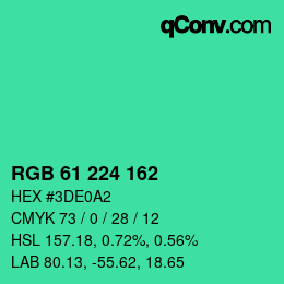 カラーコード: RGB 61 224 162 | qconv.com