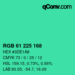Color code: RGB 61 225 168 | qconv.com