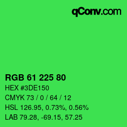Color code: RGB 61 225 80 | qconv.com