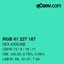 Color code: RGB 61 227 187 | qconv.com