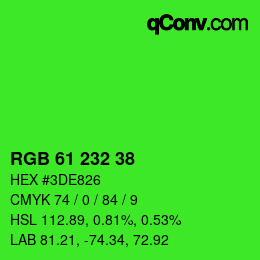 カラーコード: RGB 61 232 38 | qconv.com