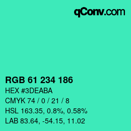 カラーコード: RGB 61 234 186 | qconv.com
