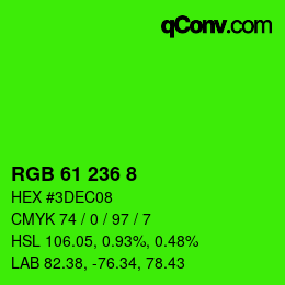 カラーコード: RGB 61 236 8 | qconv.com