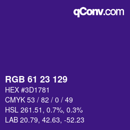 Farbcode: RGB 61 23 129 | qconv.com