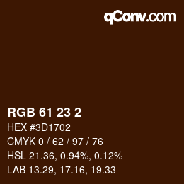 Color code: RGB 61 23 2 | qconv.com