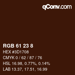 カラーコード: RGB 61 23 8 | qconv.com