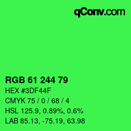 Color code: RGB 61 244 79 | qconv.com