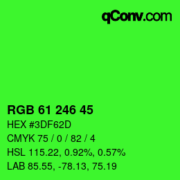 Color code: RGB 61 246 45 | qconv.com