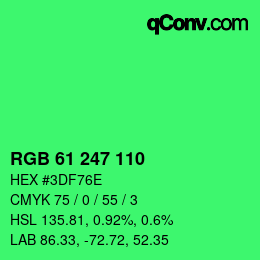 Color code: RGB 61 247 110 | qconv.com