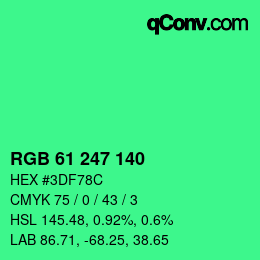 Color code: RGB 61 247 140 | qconv.com