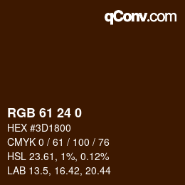 カラーコード: RGB 61 24 0 | qconv.com